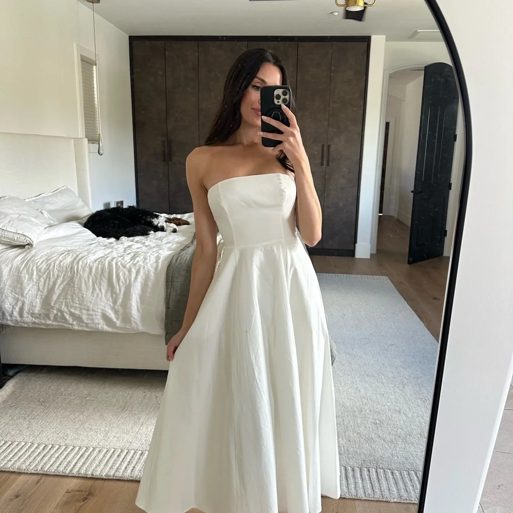 Reformation Strapless Cream Dress - Picture 2 of 6